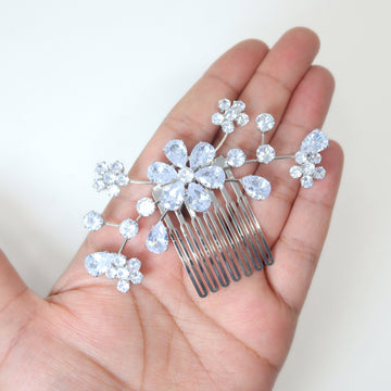 Cubic Zirconia, Charismatic Teardrop Floral Bridal Hair Comb, Bridal Hair Accessories, Wedding Hair Accessory, Bridal Hair Comb.